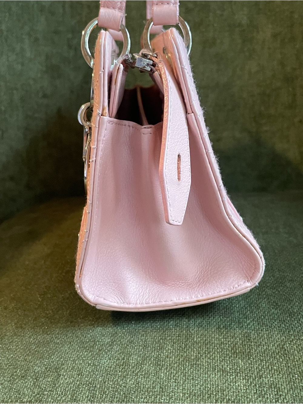 Authentic Dior Light Pink Quilted Shoulder east west Bag with Silver Hardware - Picture 11 of 13